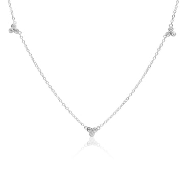 Treble Zirconia Drop Silver Necklace