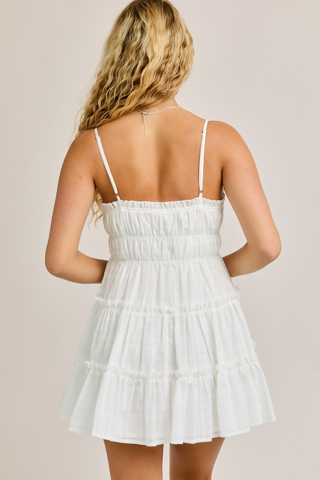 White Tiered Ruffle Mini Dress