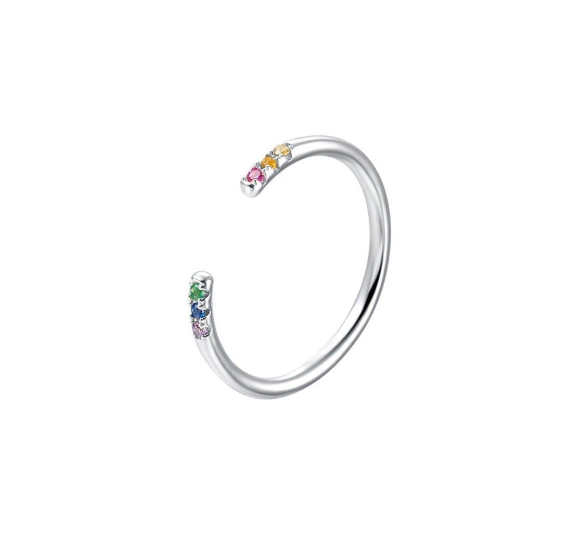 Rainbow Open Silver Ring