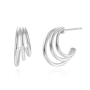 Bellaboho Solid Claw  Silver  Stud Earring