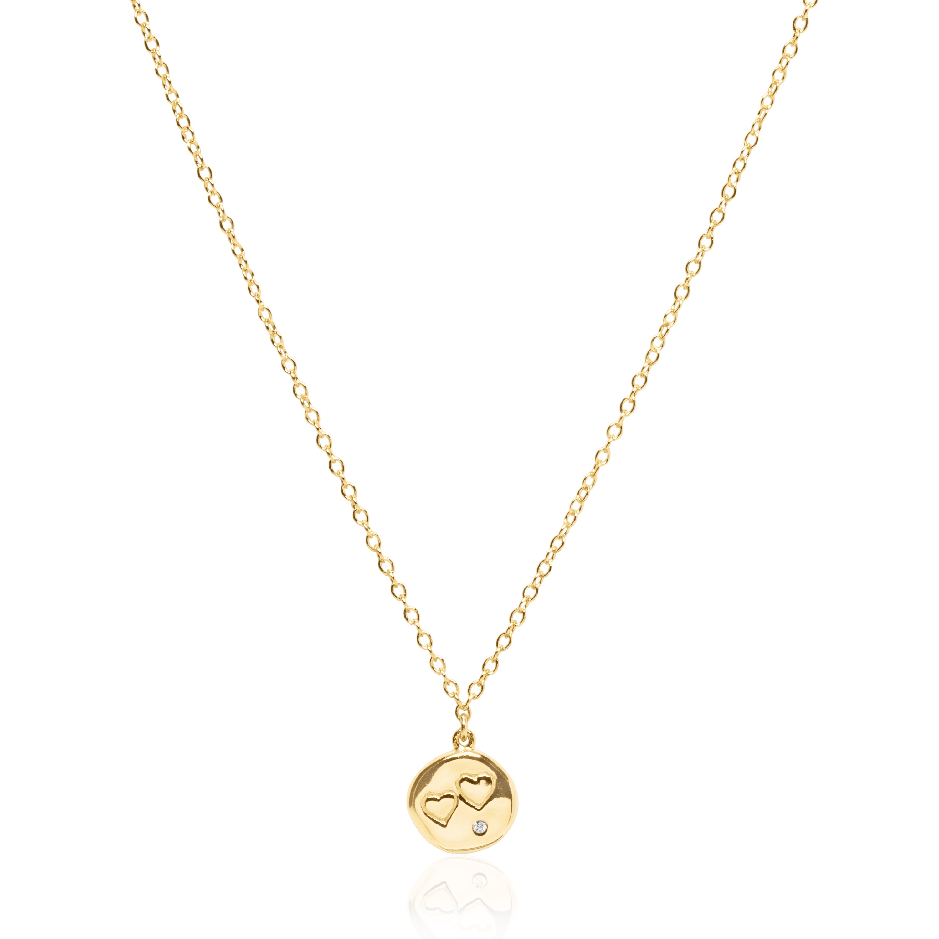 Double Heart Coin Necklace