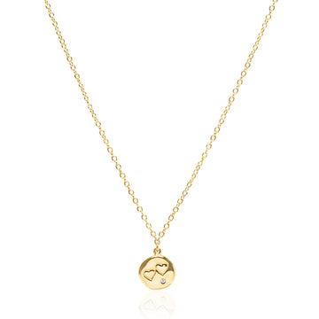 Double Heart Coin Necklace