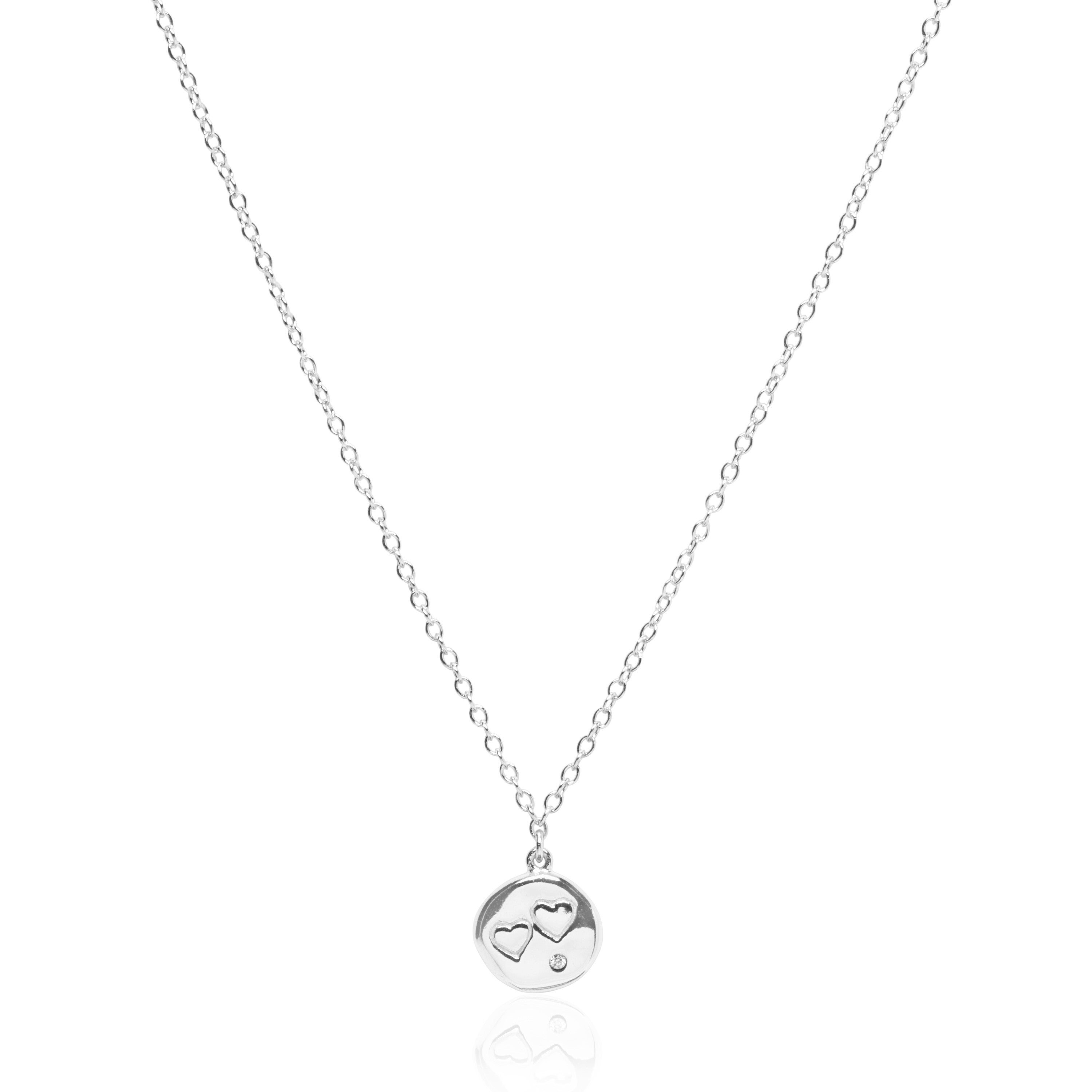 Double Heart Coin Necklace