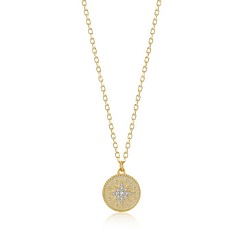 CZ North Star Coin Necklace
