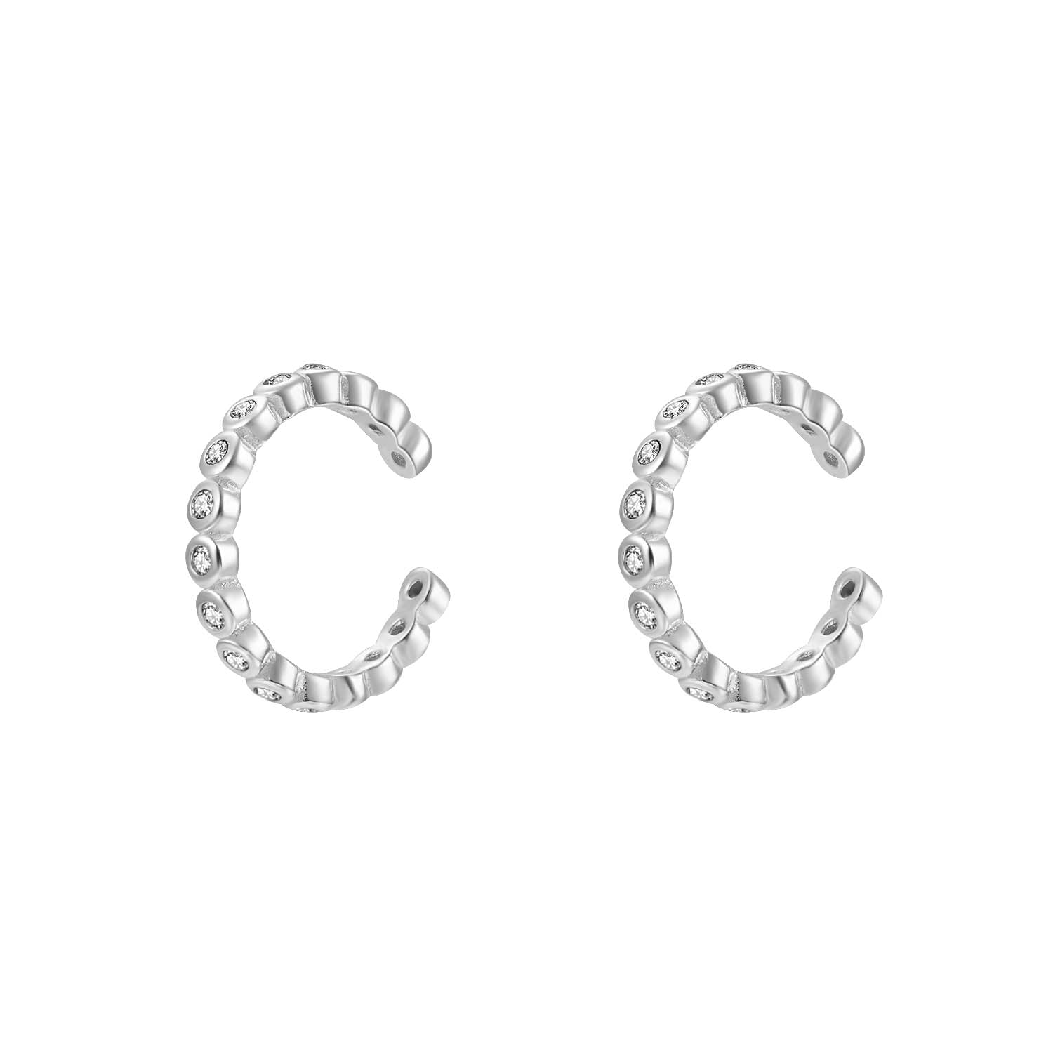 CZ Braided Cuff Silver Earring