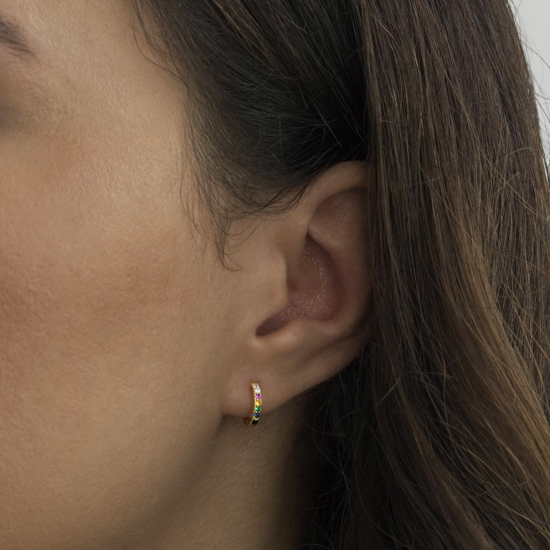 Rainbow Line Huggie Earring