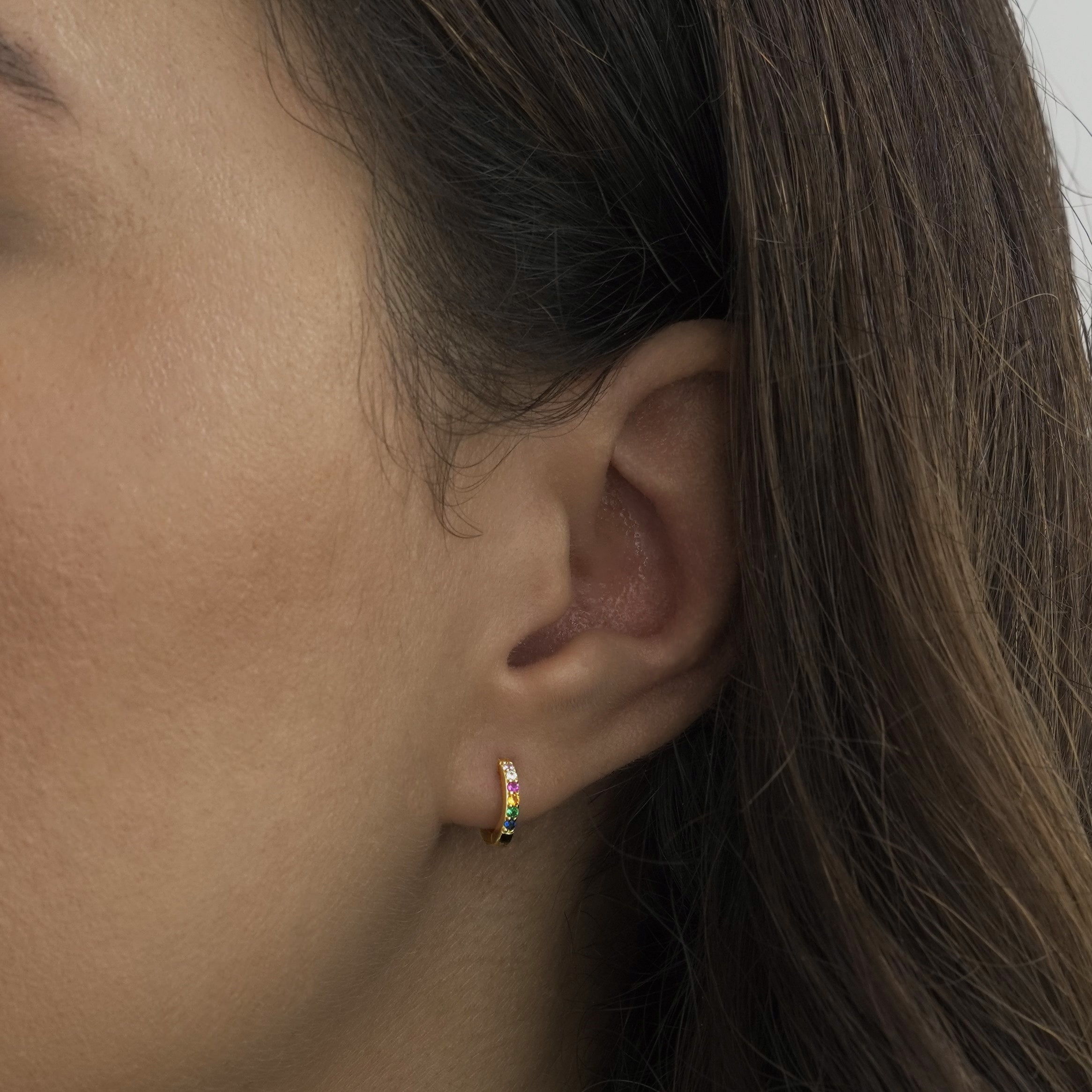 Rainbow Line Huggie Earring