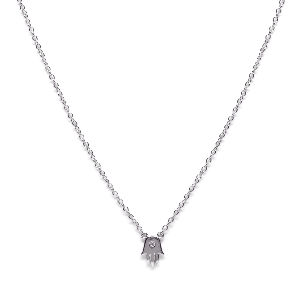 Hamsa Hand Silver Necklace