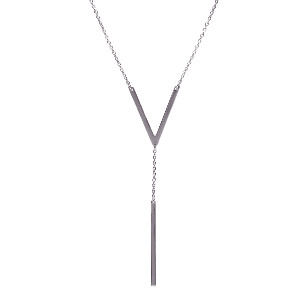 Boho Lariat Silver Necklace