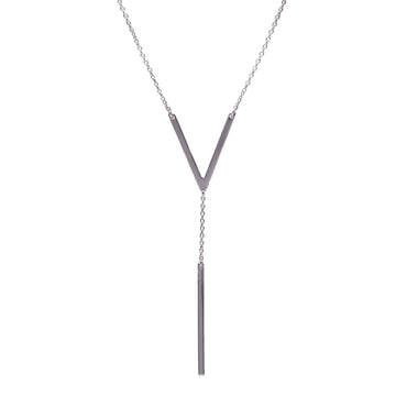 Boho Lariat Silver Necklace