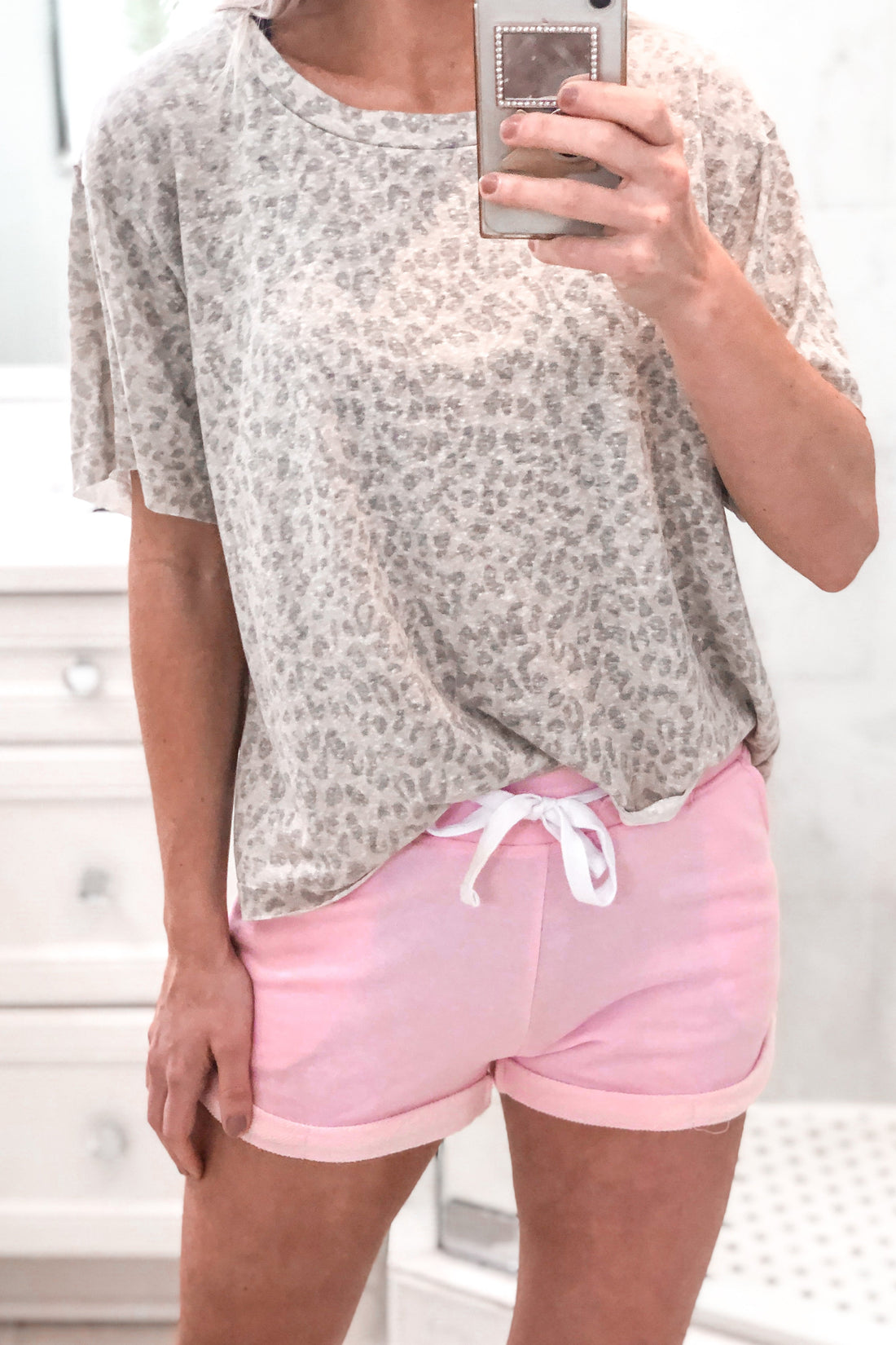 Taupe Leopard Print Cropped Tee