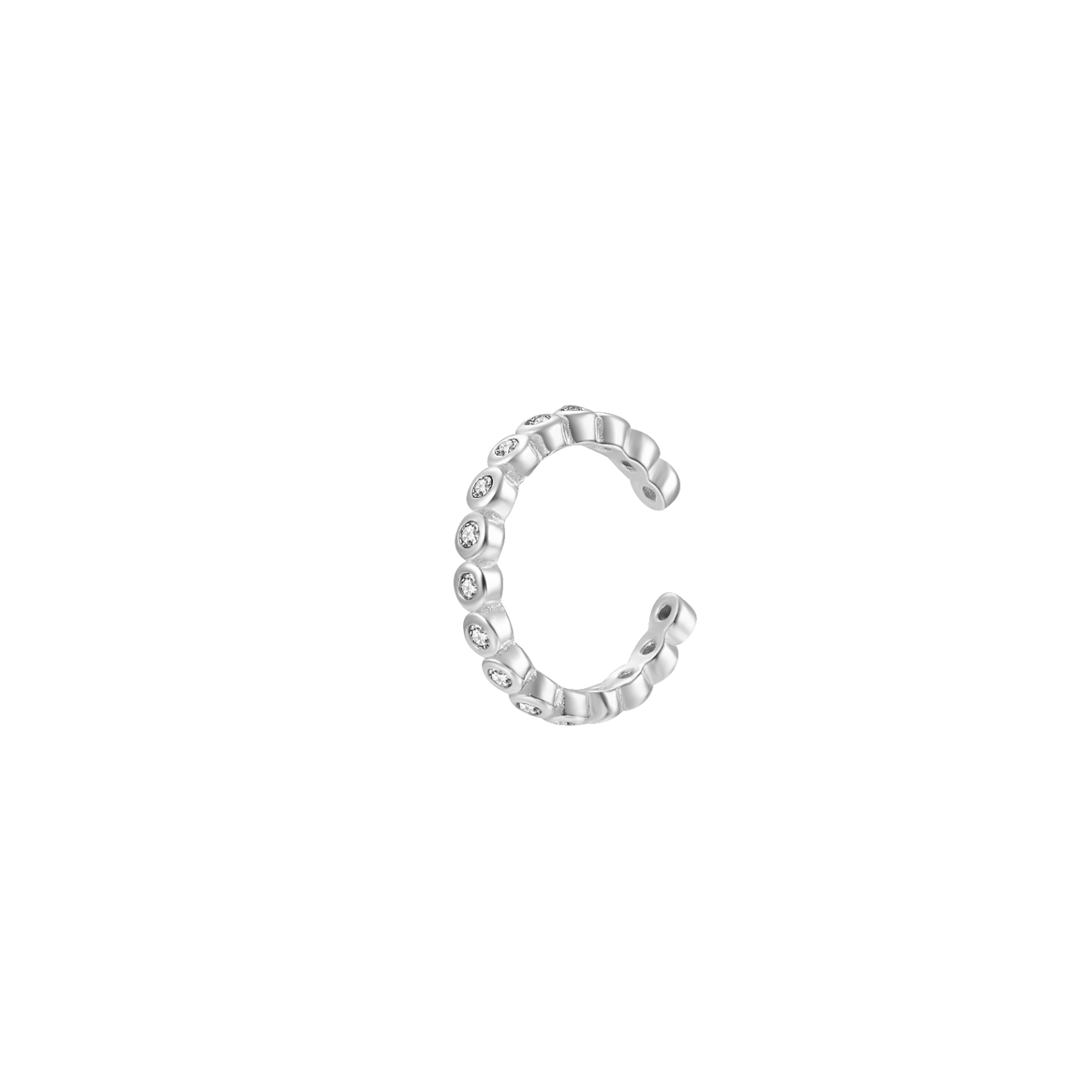 CZ Braided Cuff Silver Earring