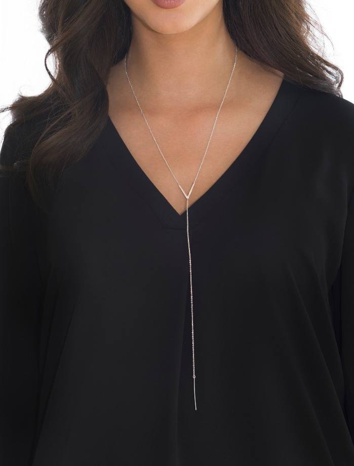 Boho Lariat Silver Necklace