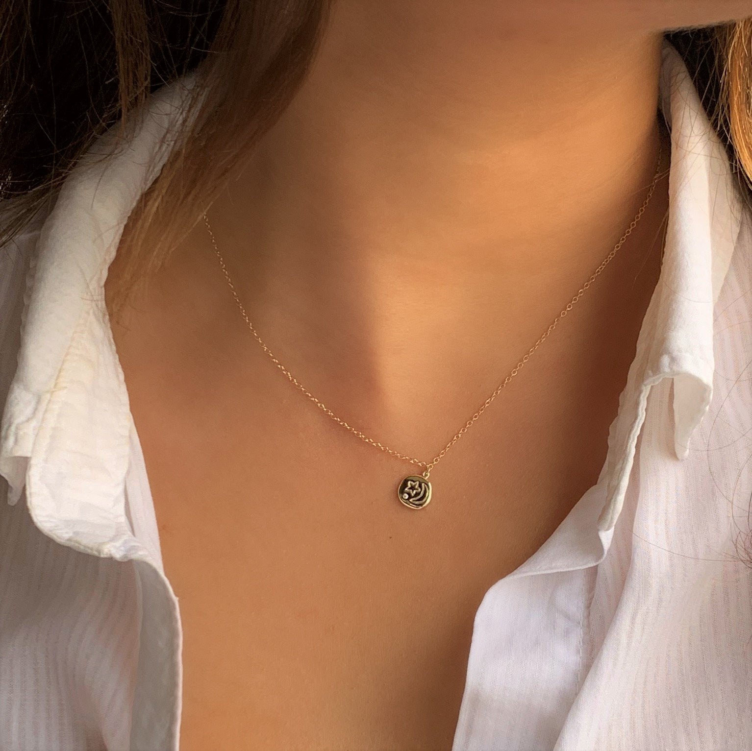 Stellar Crescent Coin Necklace